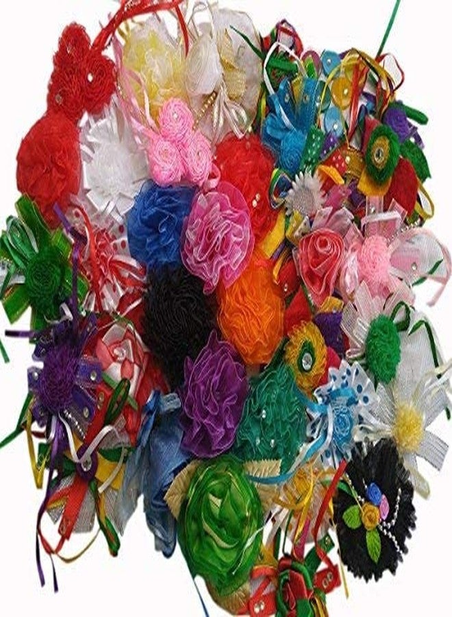 سنوج مجموعة زينة سنوغ المصنوعة يدوياً، تشكيلة متنوعة من زهور وأشرطة القماش، مثالية للأعمال اليدوية، وحفلات الزفاف، وأعياد الميلاد، والزينة، وغيرها الكثير (100 قطعة) - Image 1